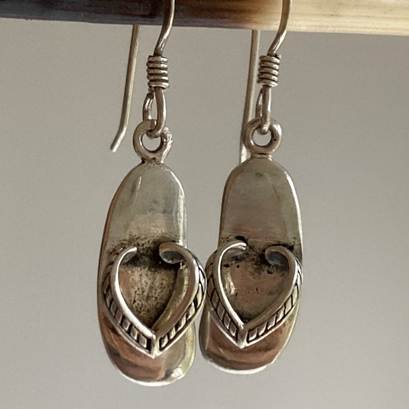 earrings flip-flops sterling silver hanging dangle - Picture 10 of 11